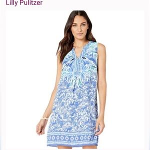 Lilly Pulitzer Evah shift sleeveless mini dress tropical summery design Med NWOT
